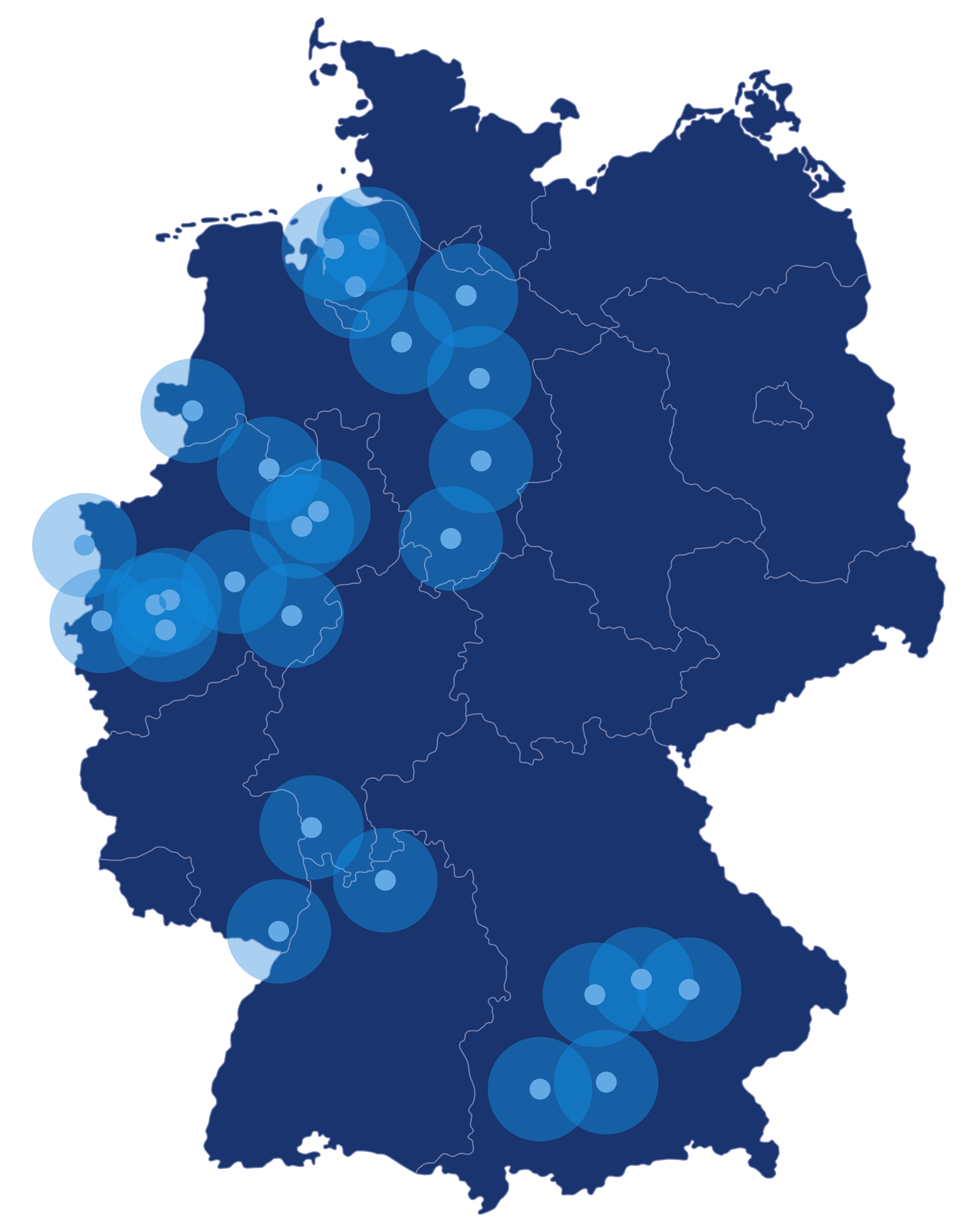 Deutschlandkarte mit den Projektstandorten